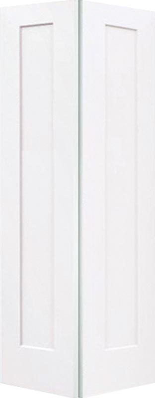 1-Panel Shaker Smooth Hollow Core White Primed Composite Interior Closet Bi-Fold Door, Square Profile