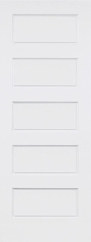 5-Panel Shaker Smooth Hollow Core White Primed Composite  Interior Door, Step Down Profile