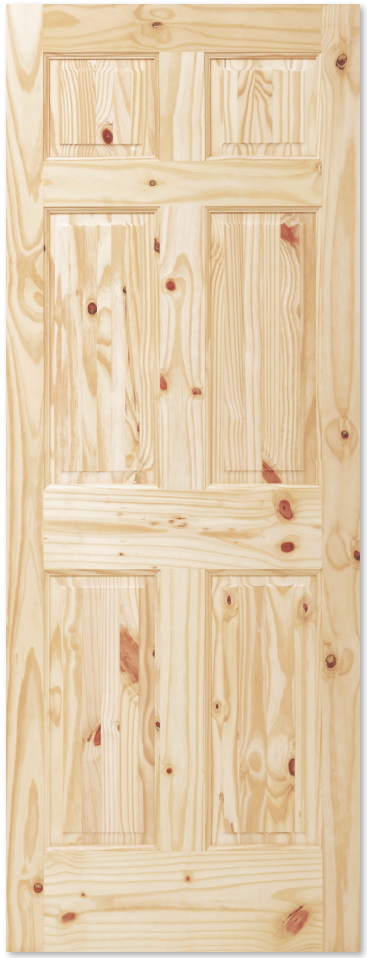 6-Panel Wood Core Unfinished Knotty Pine Interior Door