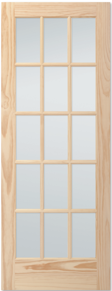 15-Lite French Wood Core Unfinished Pine Interior Door