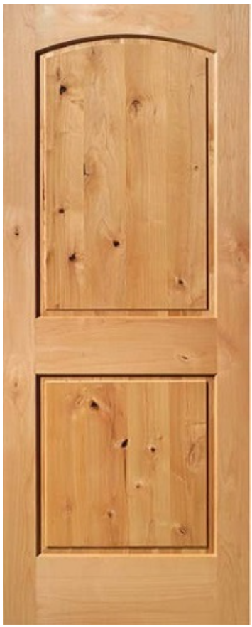 2-Panel Round Top Wood Core Unfinished Knotty Alder Interior Door