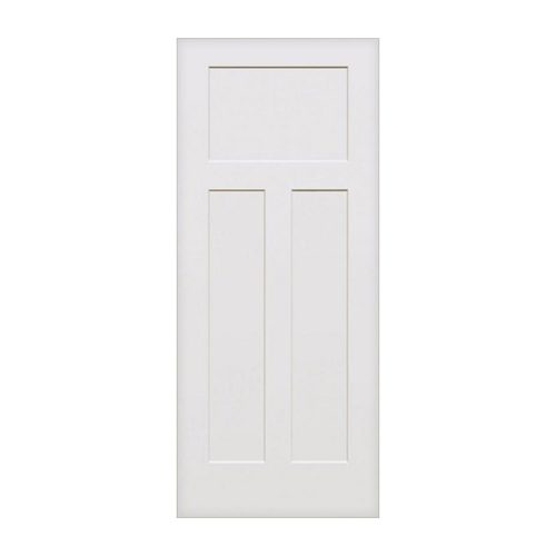 3-Panel Shaker Smooth Solid Core White Primed Composite Interior Door, Square Profile