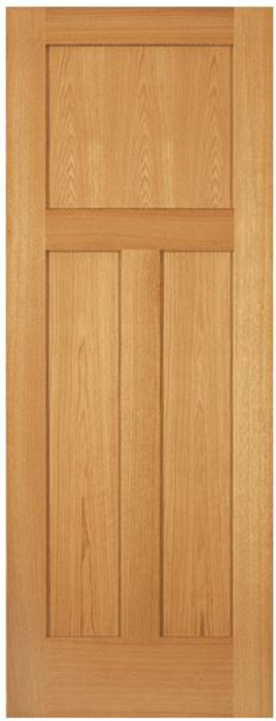 3-Panel Shaker Wood Core Unfinished Pine Interior Door, Square Profile