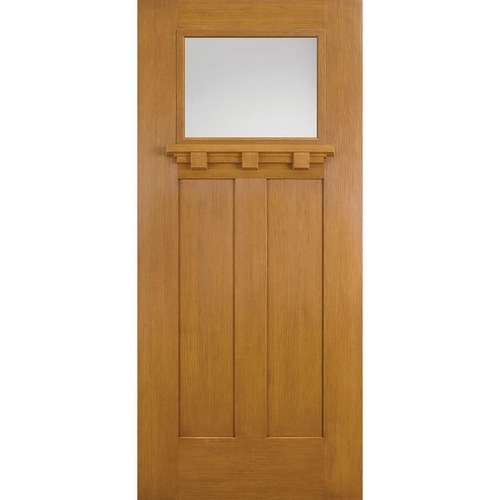 1-Lite Craftsman Shaker Smooth Exterior Fiberglass Door, 22 in. x 17 in. Low-E Glass