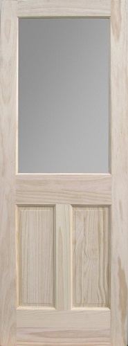 1/2-Lite Over 2-Panel #559 Radiatta Pine Exterior Wood Door, Insulated Low-E Glass