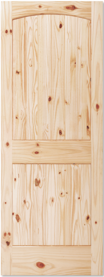 2-Panel V-Grooved Archtop Wood Core Unfinished Knotty Pine Interior Door