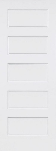 5-Panel Shaker Smooth Solid Core 20-Minute Fire Rated Exterior Wood Door