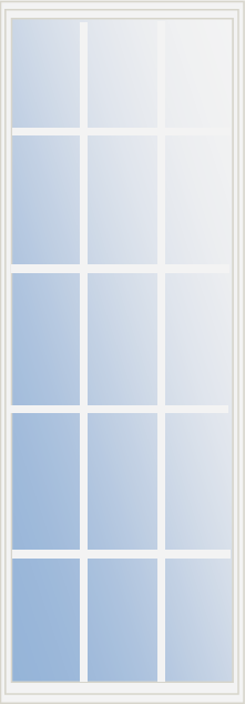 15-Lite Clear Rectangular Glass Insert, White Frame with External Grids