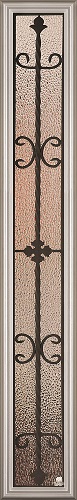 1-Lite Conquistador Rectangular Decorative Glass Insert, Wrought Iron Caming
