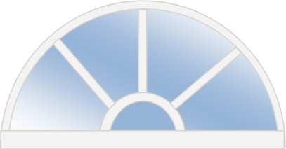 5-Lite Clear Sunburst Glass Insert, White Frame with External Grids
