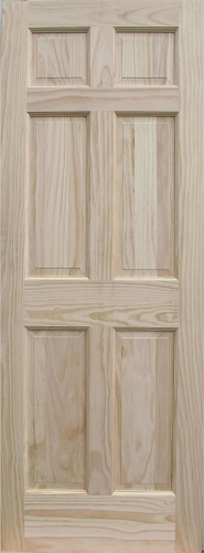 6-Panel Series #2130 Natural Radiatta Pine Solid Core Exterior Wood Door