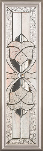 1-Lite Blossom Rectangular Decorative Glass Insert, Zinc Caming