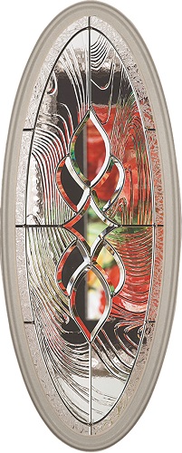 1-Lite Serenity Oval Decorative Glass Insert, Zinc Caming
