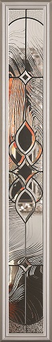 1-Lite Brigatine Rectangular Decorative Glass Full Insert, Black Caming