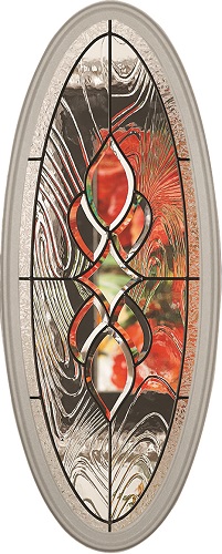1-Lite Brigatine Oval Decorative Glass Insert, Black Caming