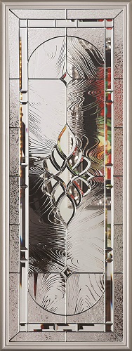 1-Lite Serenity Rectangular Decorative Glass Full Insert, Zinc Caming