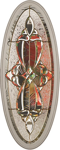 1-Lite Bevel Cluster Oval Decorative Glass Insert, Brass Caming