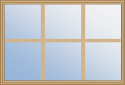 6-Lite Clear Rectangular Glass Insert, Tan Frame with External Grids