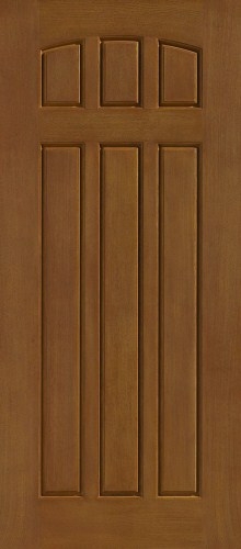 6-Panel Camber Top Belleville Series Oak Exterior Fiberglass Door