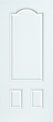 3-Panel Archtop Smooth Primed 20-Minute Fire Rated Exterior Residential Steel Door, Hinge Mortise