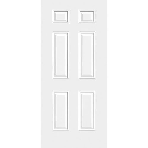 6-Panel Smooth Primed 20-Minute Fire Rated Exterior Residential Steel Door, Hinge Mortise, Peep Hole