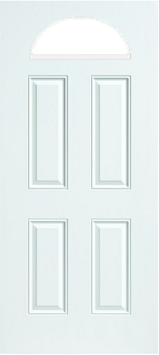 4-Panel Blank Top Smooth Primed 20-Minute Fire Rated Exterior Residential Steel Door, 22 in. x 10 in. Cut Out, Hinge Mortise