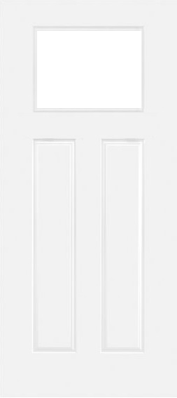 3-Panel Craftsman Smooth Primed 20-Minute Fire Rated Exterior Residential Steel Door, 22 in. x 17 in. Cut Out, Hinge Mortise