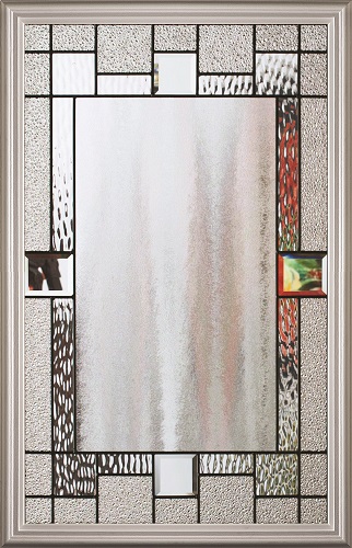 1-Lite Portrait Rectangular Decorative Glass 1/2 Insert, Black Caming