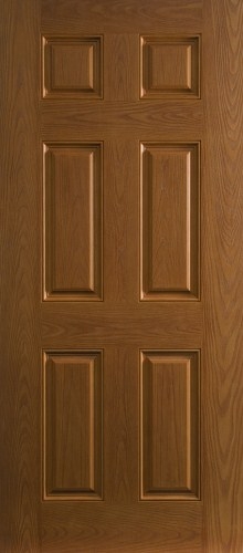 6-Panel Oak Exterior Fiberglass Door