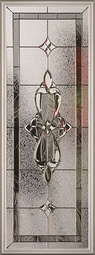 1-Lite Bevel Cluster Rectangular Decorative Glass Insert, Brass Caming