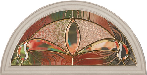 1-Lite Bevel Cluster Sunburst Decorative Glass Insert, Brass Caming