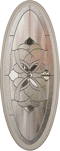 1-Lite Blossom Oval Decorative Glass Insert, Zinc Caming
