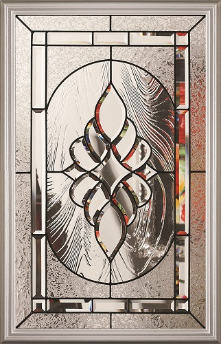 1-Lite Brigatine Rectangular Decorative Glass 1/2 Insert, Black Caming