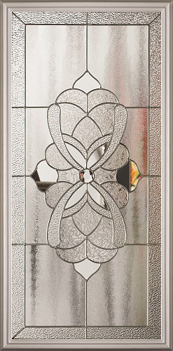 1-Lite Blossom Rectangular Decorative Glass 3/4 Insert, Zinc Caming