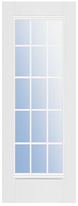 Full Lite 15-Lite SDL Smooth Exterior Fiberglass Door, 22 in. x 64 in. Low-E Glass