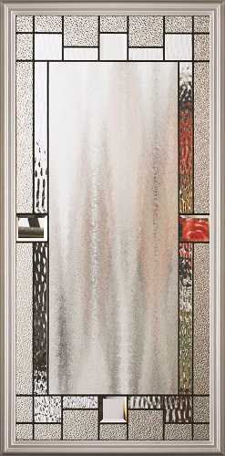 1-Lite Portrait Rectangular Decorative Glass 3/4 Insert, Black Caming