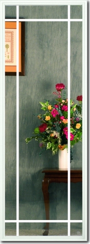 9-Lite (Prairie) Low-E Rectangular Glass Insert, White Frame - Grids Between Glass