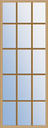 15-Lite Low-E Rectangular Glass Insert, Tan Frame with Dark Tan Grid - Grids Between Glass