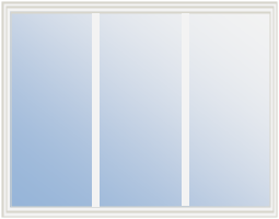 3-Lite Low-E Rectangular Glass Insert, White Frame with SDL Bars