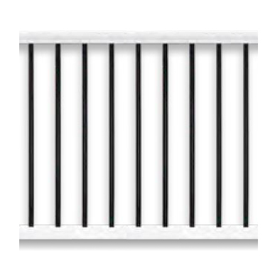 Level Vinyl Railing Kit, White Vinyl - Black Balusters