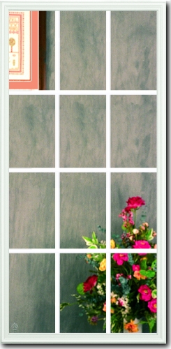 12-Lite Low-E Rectangular Glass Insert, White Frame - Grids Between Glass