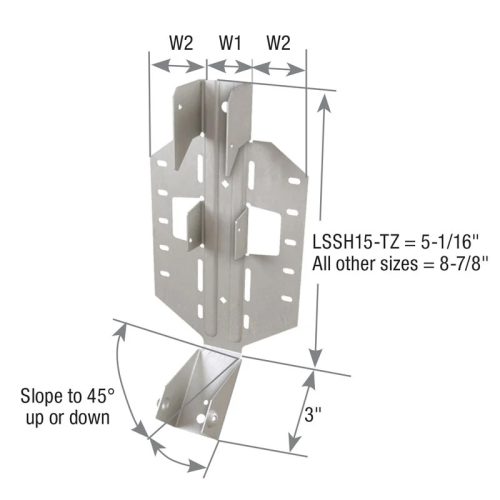 Carton of (25) 18 Ga.  Steel Slope / Skew Hangers