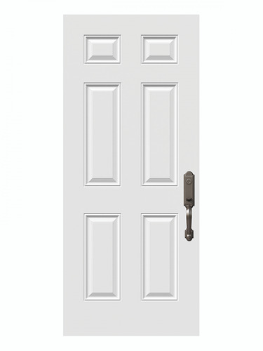 6-Panel Pre-Finish White 20-Minute Fire Rated Exterior Steel Door, Hinge Mortise