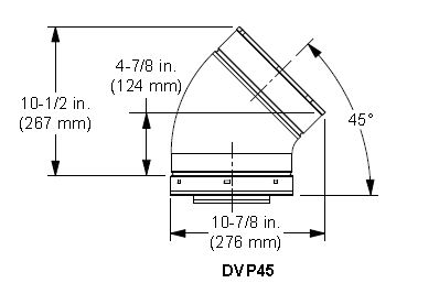 Heatilator DVP-45 45 Degree Elbow DVP Pipe for Novus Unit