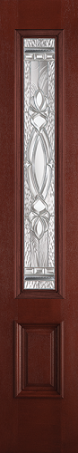 12 in. x 80 in. x 1-3/4 in. Mahogany 3/4-Lite Over Panel Barrington Series Fiberglass Sidelite, 8 in. x 48 in. Glass Insert