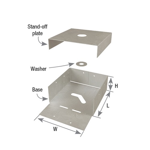 Carton of (10) 5-9/16" in. x 3-1/2 in. x 5-1/2 in. Triple Zinc Post Connectors With 1 in. Stand-Off Plate