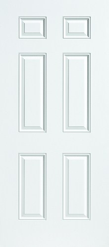 6 Panel High Definition Exterior Steel Door, No Bore - Routed For Hinges