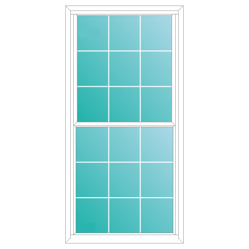 White Vinyl 1900 Series Single Hung Window With Grid