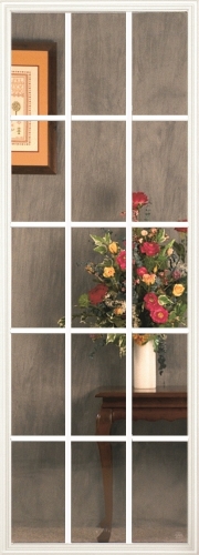 15-Lite Clear Rectangular Glass Insert, White Frame - Grids Between Glass