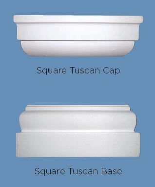 Tuscan Square Cap and Base For Permacast Column